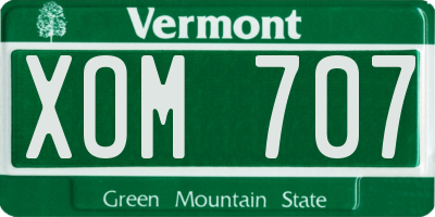 VT license plate XOM707