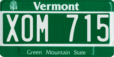 VT license plate XOM715
