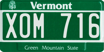 VT license plate XOM716