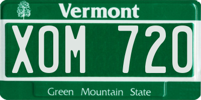 VT license plate XOM720