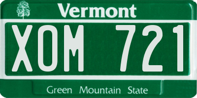 VT license plate XOM721