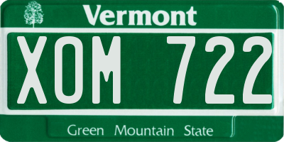 VT license plate XOM722