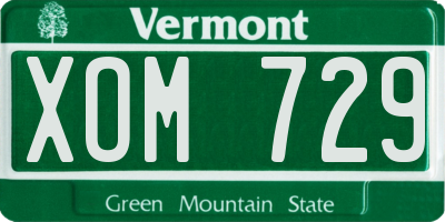 VT license plate XOM729