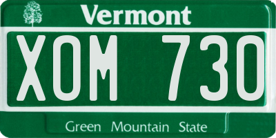 VT license plate XOM730