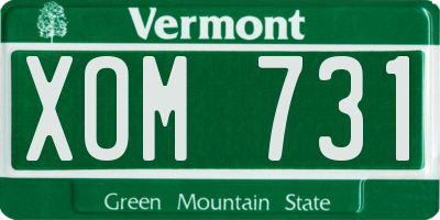 VT license plate XOM731