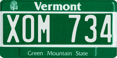 VT license plate XOM734