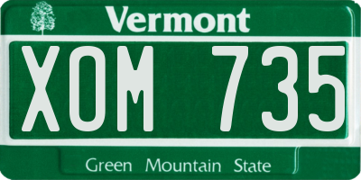 VT license plate XOM735