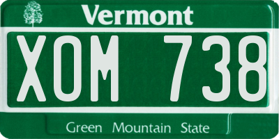 VT license plate XOM738