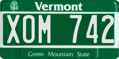 VT license plate XOM742