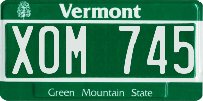 VT license plate XOM745