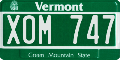 VT license plate XOM747