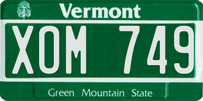 VT license plate XOM749