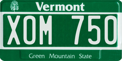 VT license plate XOM750