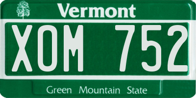 VT license plate XOM752