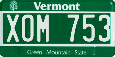 VT license plate XOM753