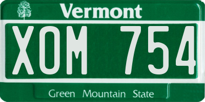VT license plate XOM754