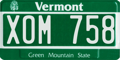 VT license plate XOM758