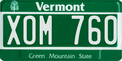 VT license plate XOM760