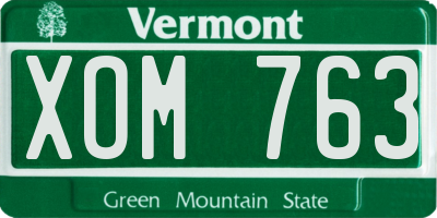 VT license plate XOM763