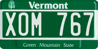 VT license plate XOM767
