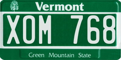 VT license plate XOM768
