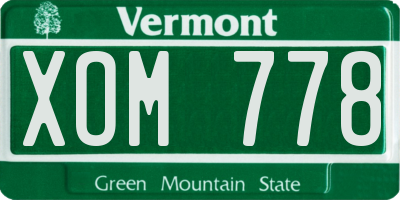 VT license plate XOM778