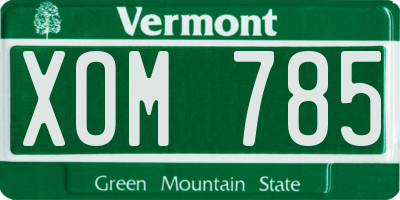 VT license plate XOM785
