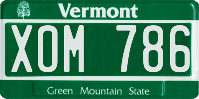 VT license plate XOM786
