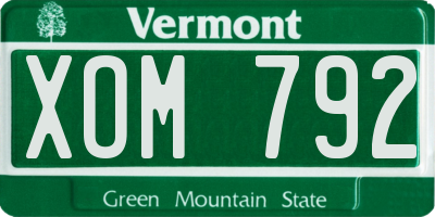 VT license plate XOM792