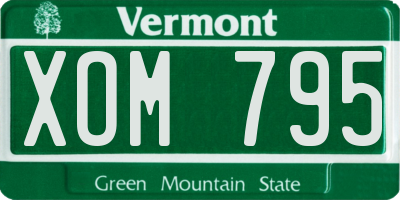 VT license plate XOM795