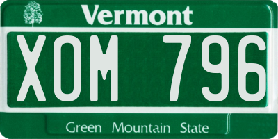 VT license plate XOM796