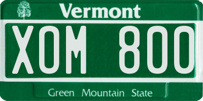 VT license plate XOM800