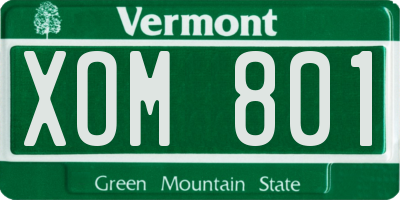 VT license plate XOM801