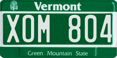 VT license plate XOM804