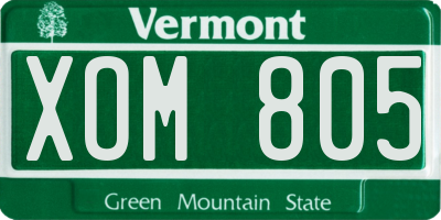 VT license plate XOM805