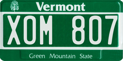 VT license plate XOM807