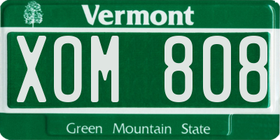 VT license plate XOM808