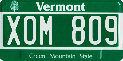 VT license plate XOM809