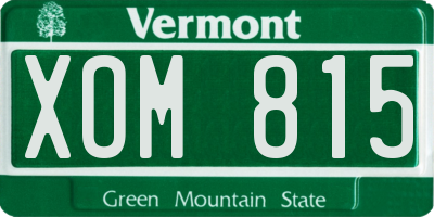 VT license plate XOM815