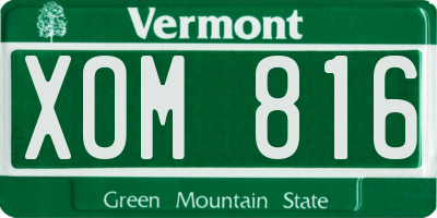 VT license plate XOM816