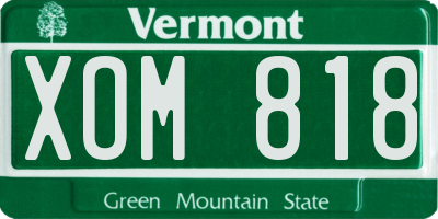 VT license plate XOM818