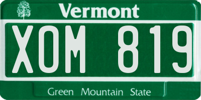 VT license plate XOM819