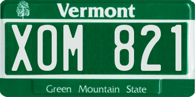 VT license plate XOM821