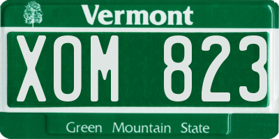 VT license plate XOM823