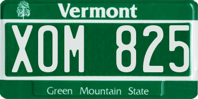 VT license plate XOM825