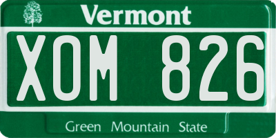 VT license plate XOM826