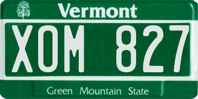 VT license plate XOM827