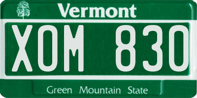 VT license plate XOM830