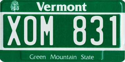 VT license plate XOM831