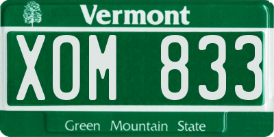 VT license plate XOM833